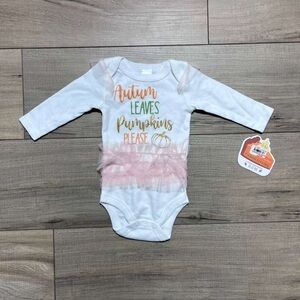 Baby Kiss Baby Girls Thanksgiving Pumpkins Tulle Accent Bodysuit Size 0-3 Months